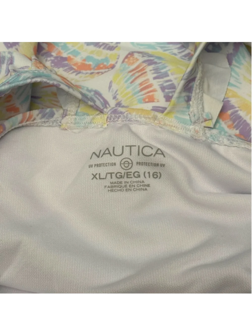 Nautica Girls XL 16 Pastel Seashell Ruffle One Piece Swimsuit NWT